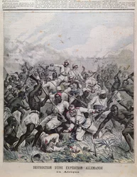 Destrucción de una expedición alemana en África, ilustración de portada de Le Petit Journal, 1891